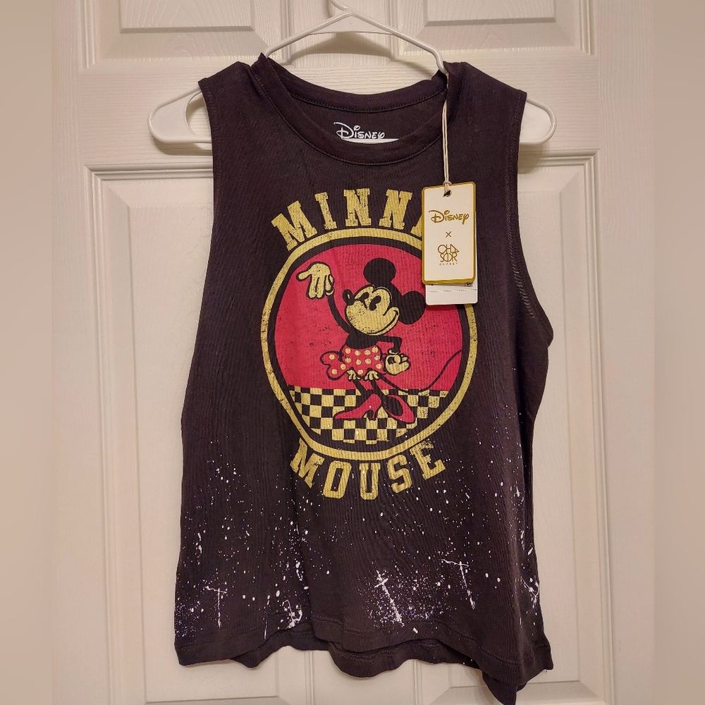 Minnie Mouse Tank Chaser Disney Collab Distressed Sleeveless Tshirt Grey Pink
